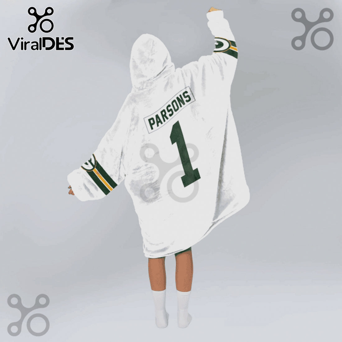 Green Bay Packers 1 Football Jersey Oversized Blanket Hoodie