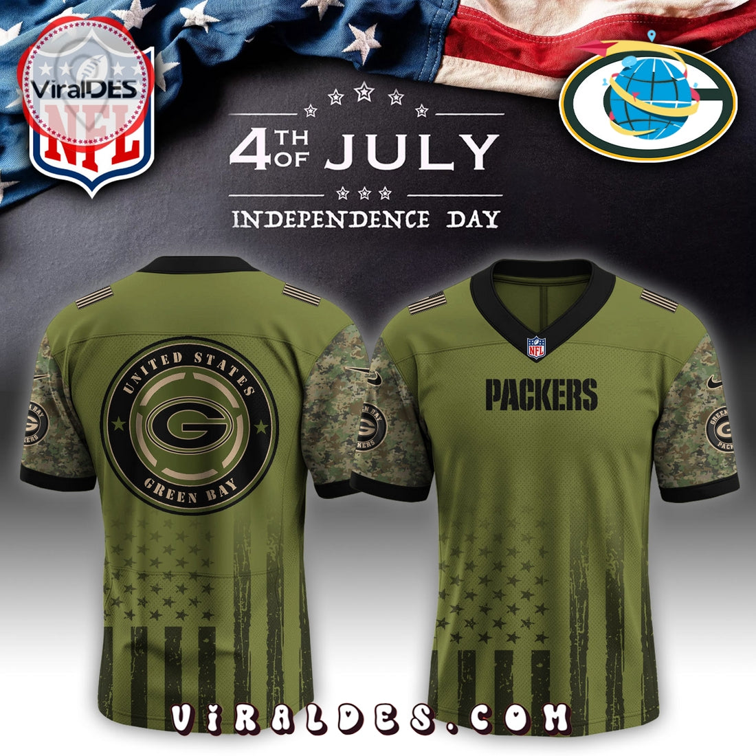 Green Bay Packers x Independence Day 2025 Baseball Jersey