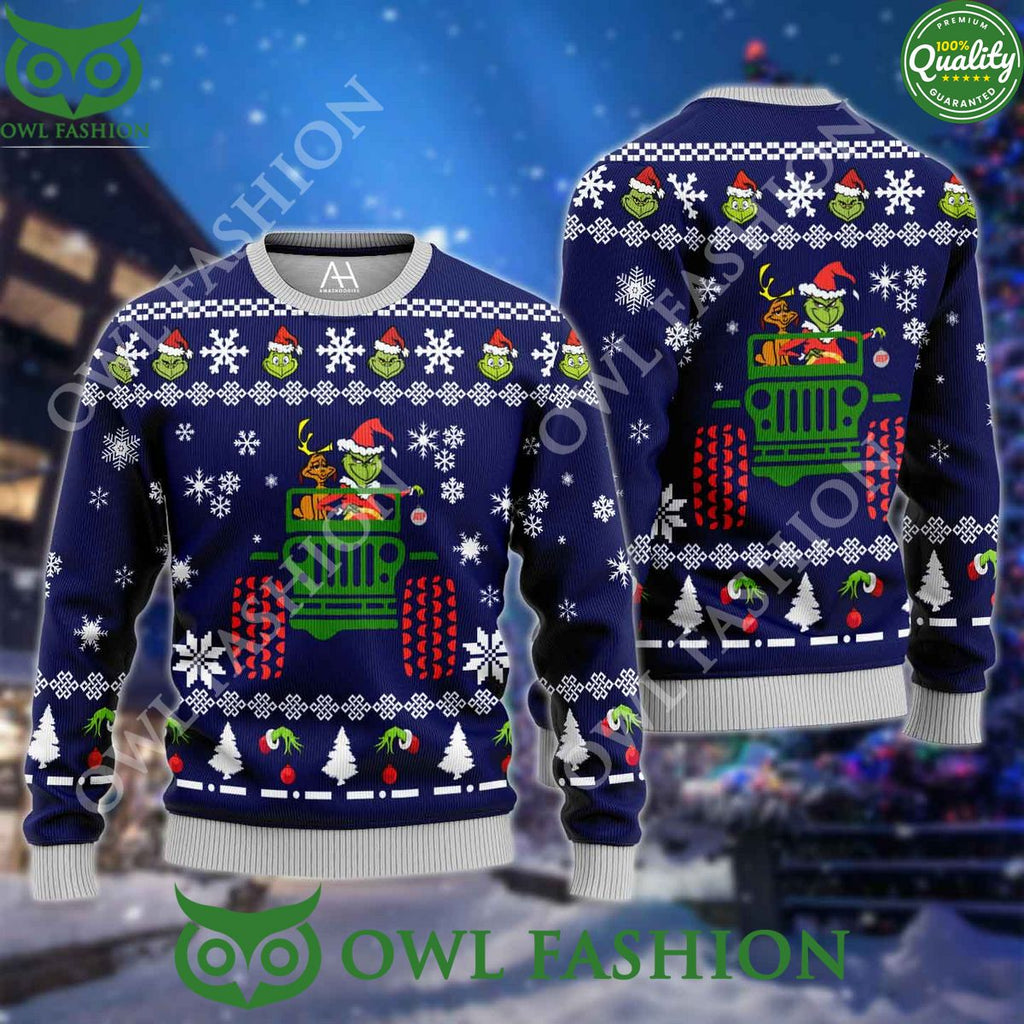 Grinch Truck Farmer Ugly Sweaters Premium Ugly Sweater
