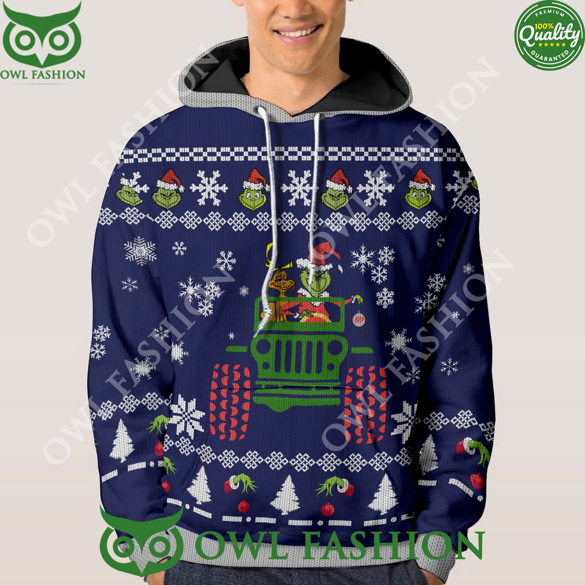 Grinch Truck Farmer Ugly Sweaters Premium Ugly Sweater