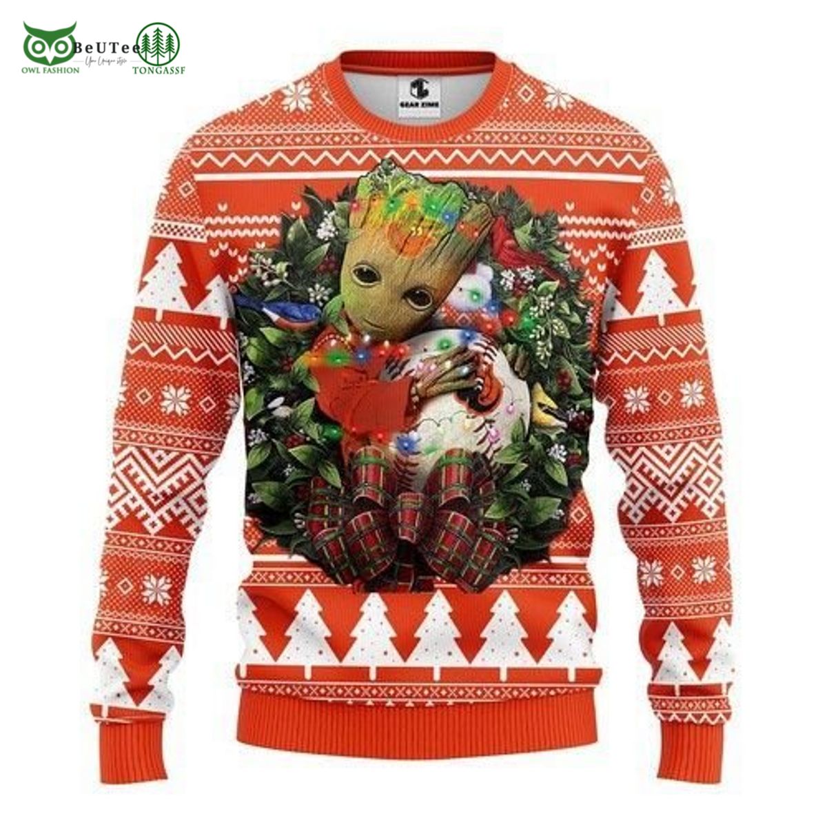 Groot Hug Baltimore Orioles MLB Christmas Ugly Sweater