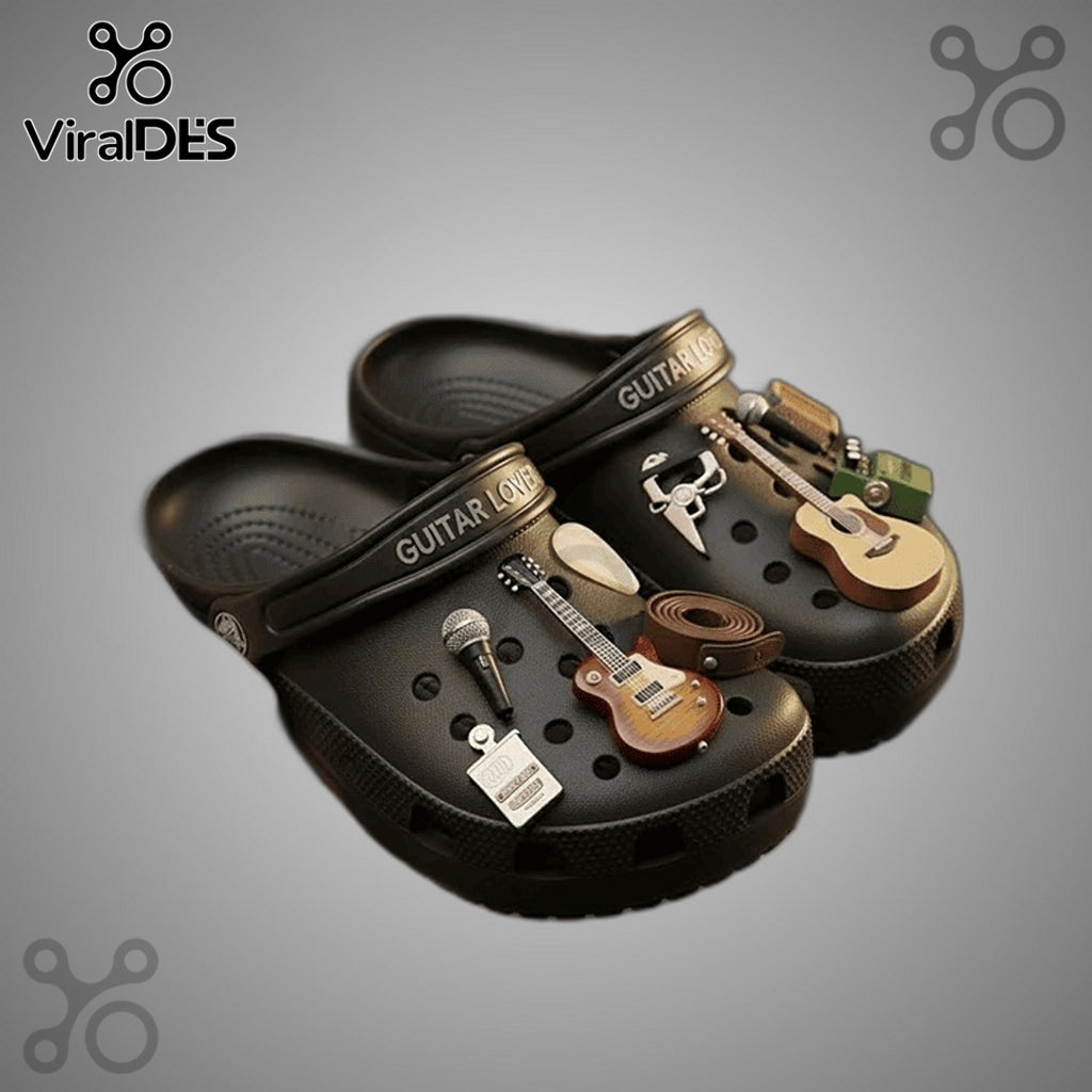 Guitar Lovers Premium Crocs Clogs With Charms