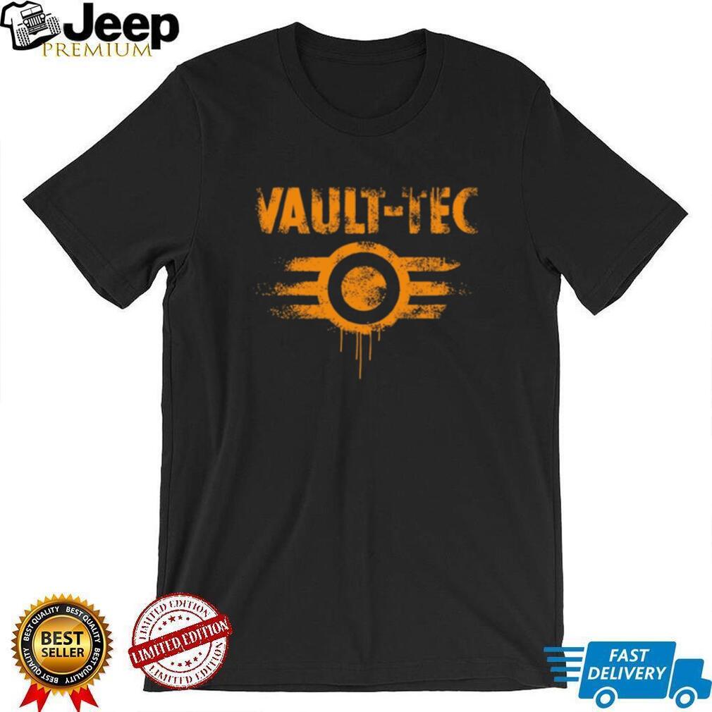 Fallout Vault Tec Distressed Logo Post Apocalyptic Gamer T Shirt