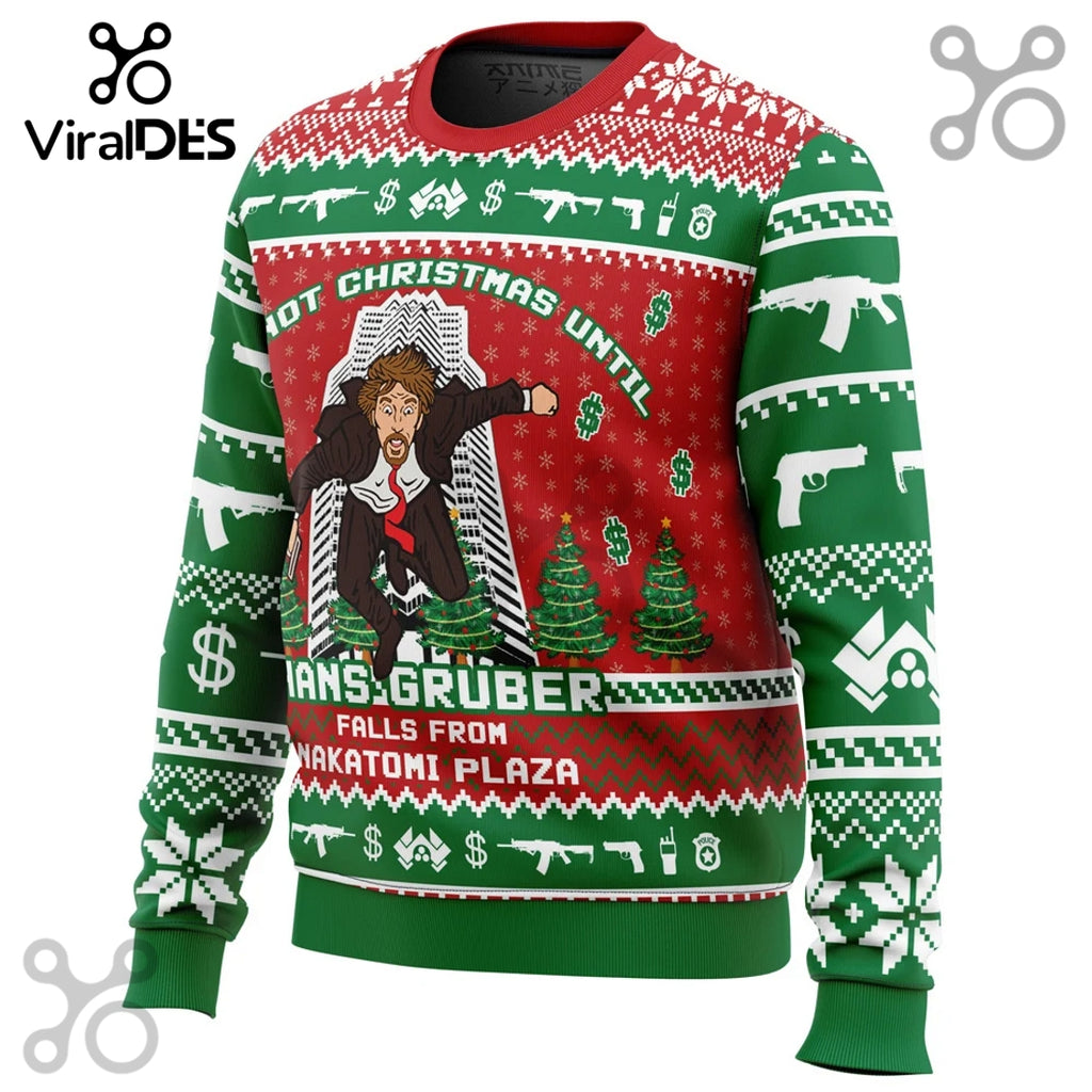 Hans Gruber Fall Nakatomi Plaza Die Hard Ugly Sweater 2025