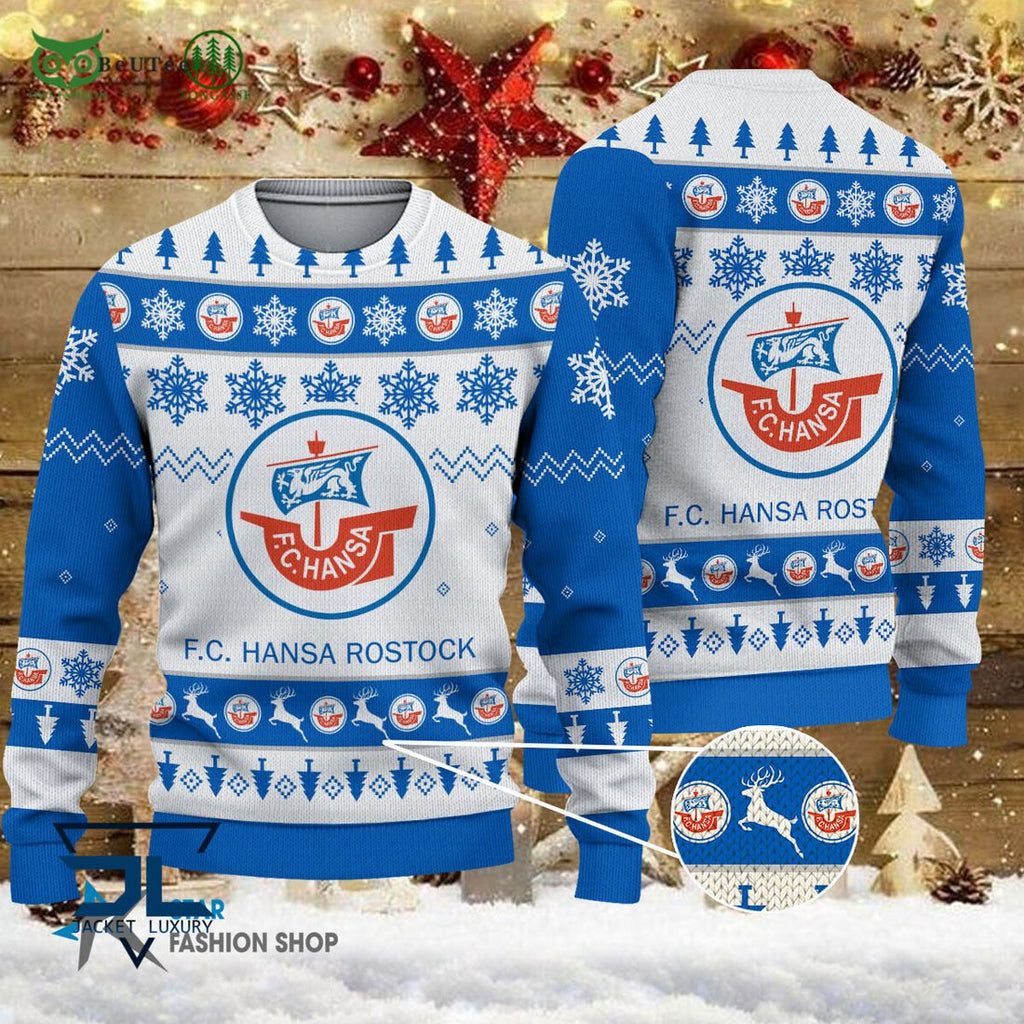 Hansa Rostock Bundesliga Football 3D Ugly Sweater