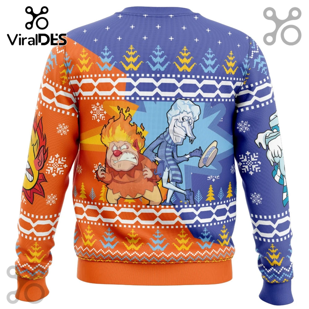 Heat and Snow Miser The Year Without a Santa Claus Ugly Sweater 2025