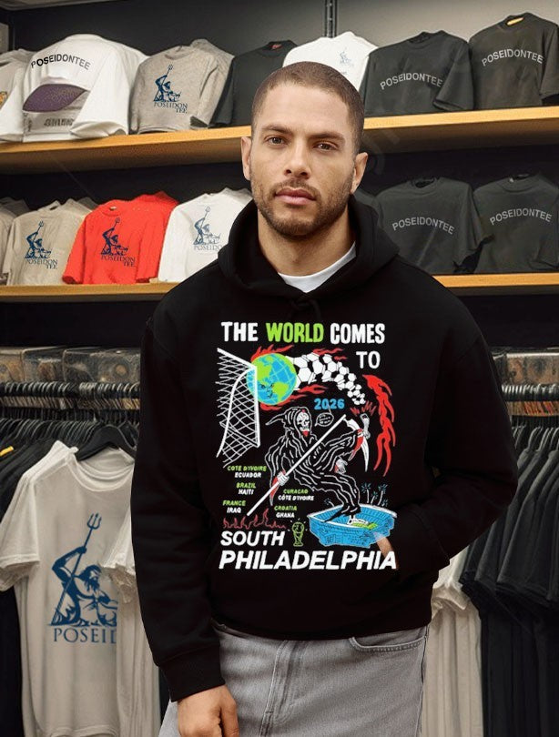 Heavyslime The World Comes To 2026 South Philadelphia Grim Reaper T-shirt