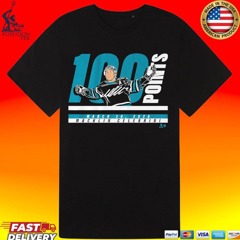 Macklin Celebrini 100 Points March 30 2026 T-shirt