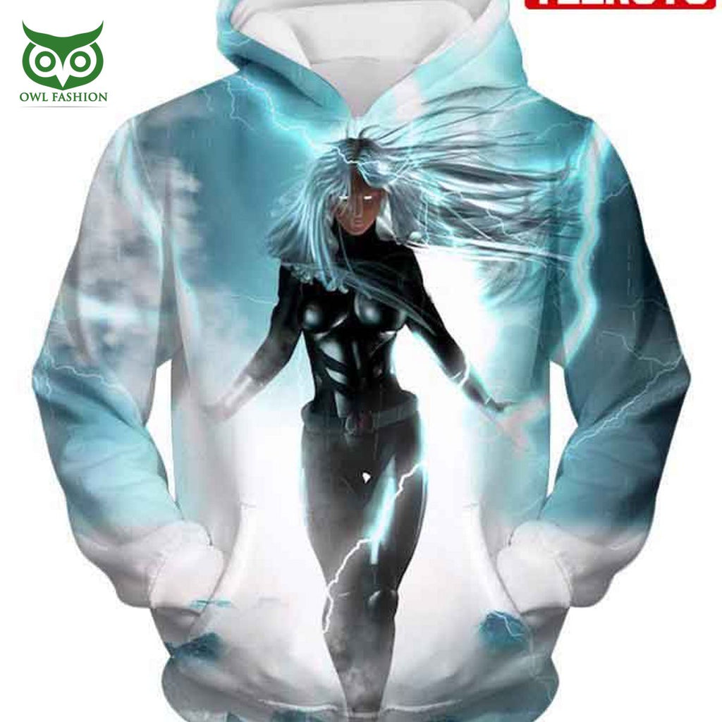 White Haired Animated Storm White Superhero Hd 3d Aop Hoodie