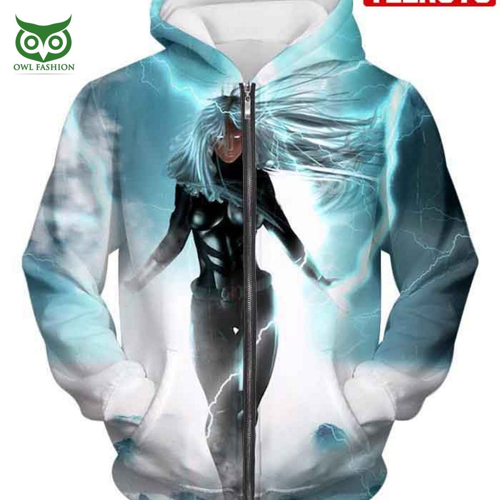 White Haired Animated Storm White Superhero Hd 3d Aop Hoodie