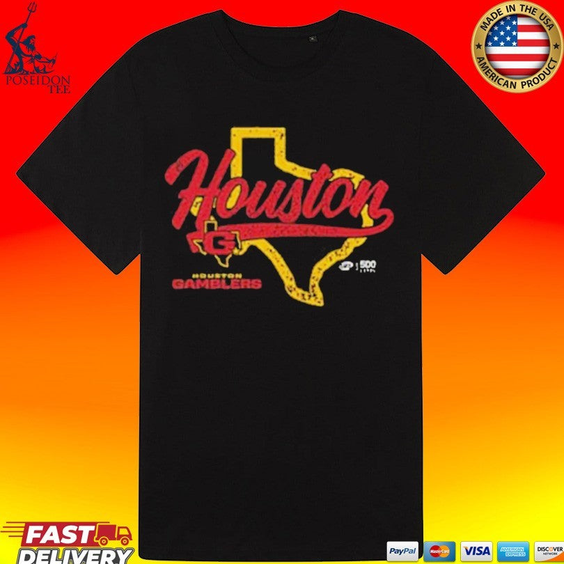 Houston Gamblers State Map T-shirt