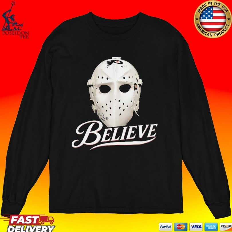 Bernie Parent Ice Hockey Mask Believe T-shirt