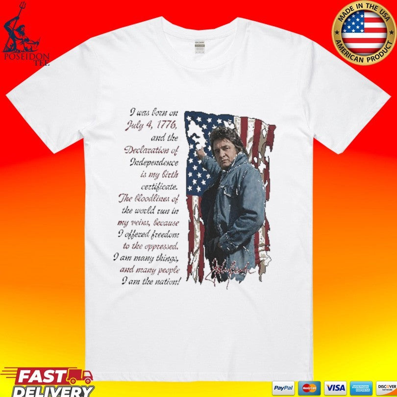 I Am The Nation Since 1776 Johnny Cash Ragged Old Flag T-shirt