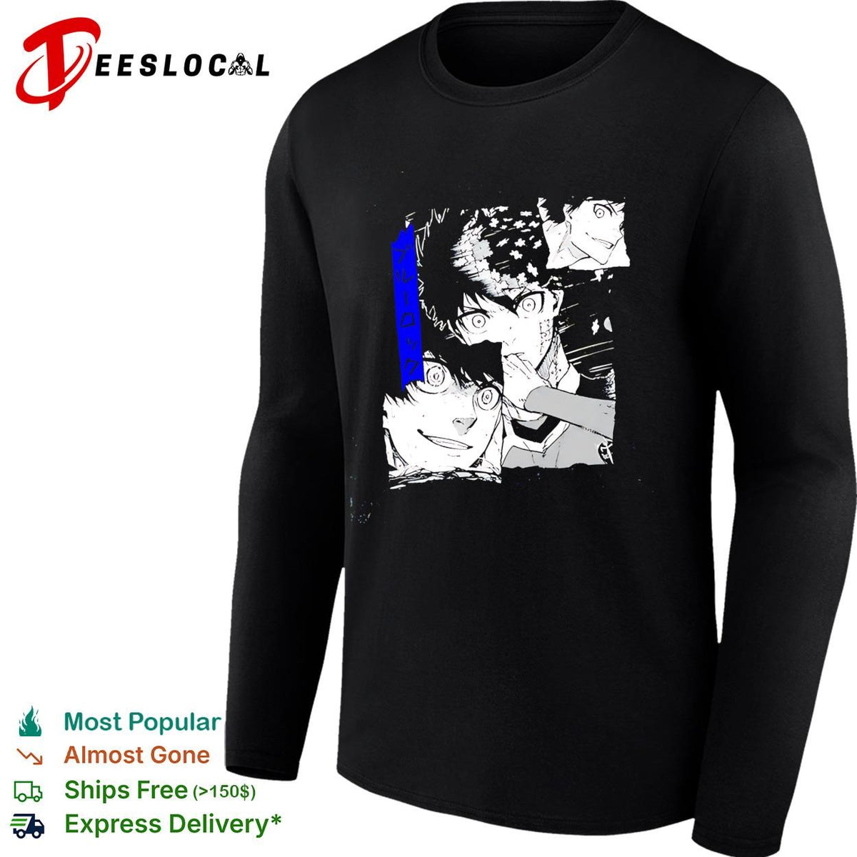 Blue Lock manga panel collage intense eyes black and white illustration shirt