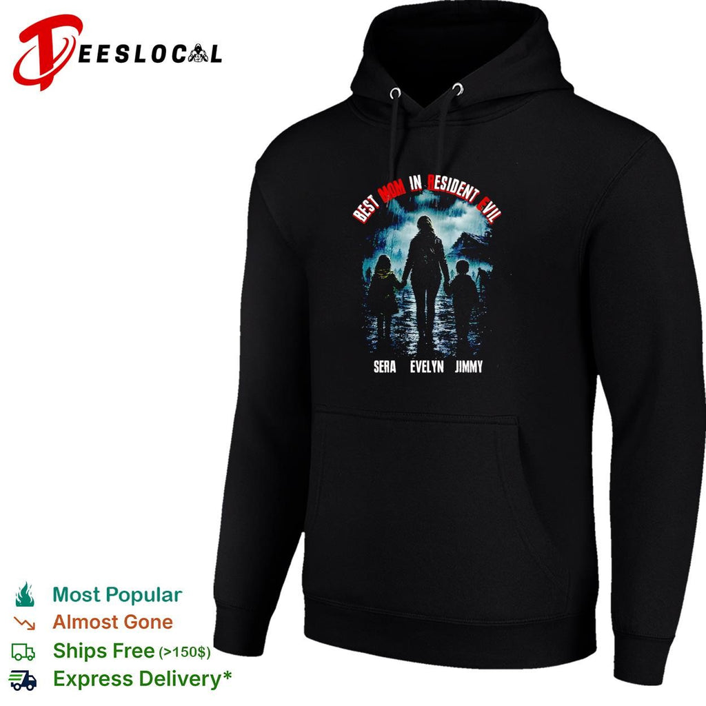mom in Resident Evil family silhouette walking in the rain poster shirt