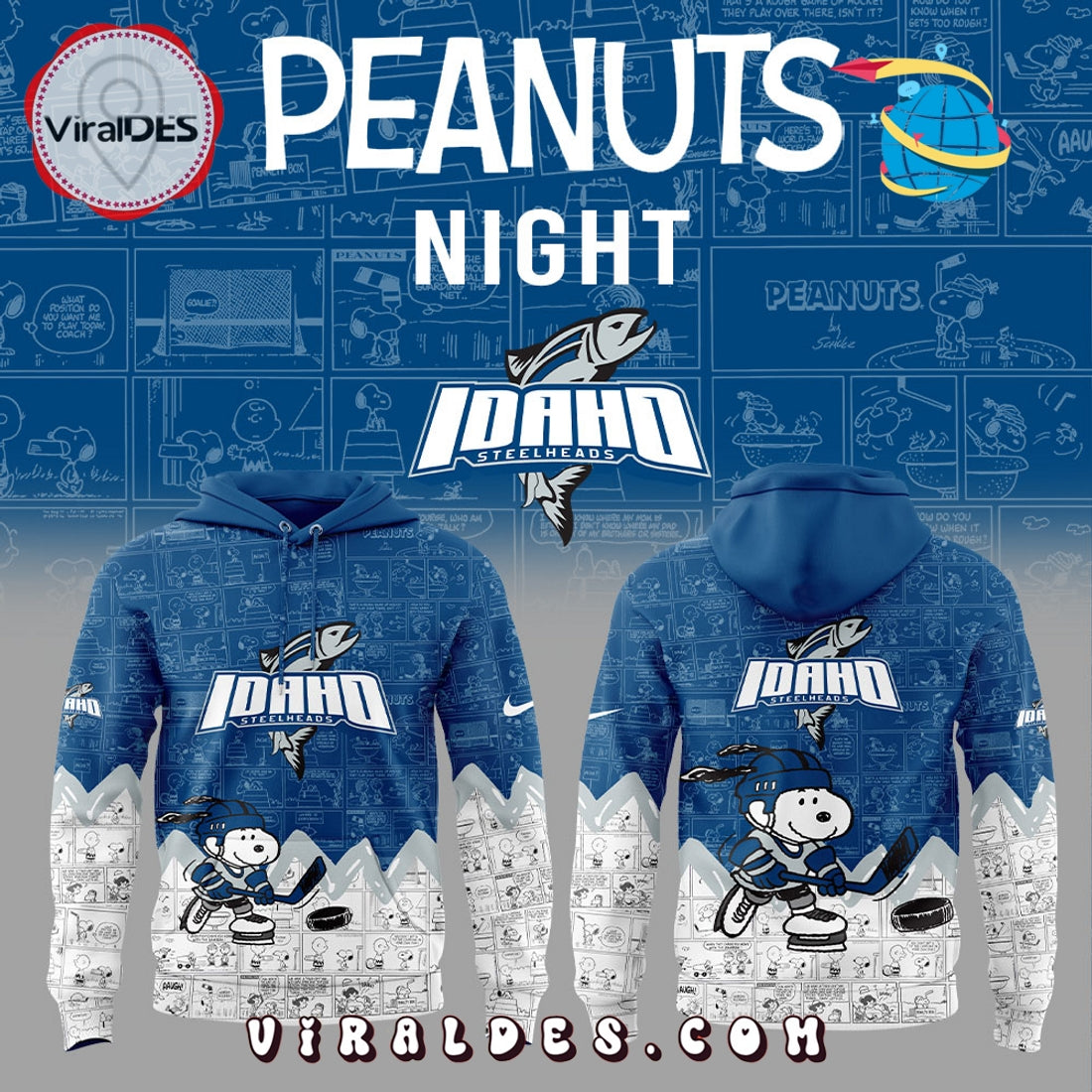 Idaho Steelheads Peanuts Night Anniversary Hoodie, Pants