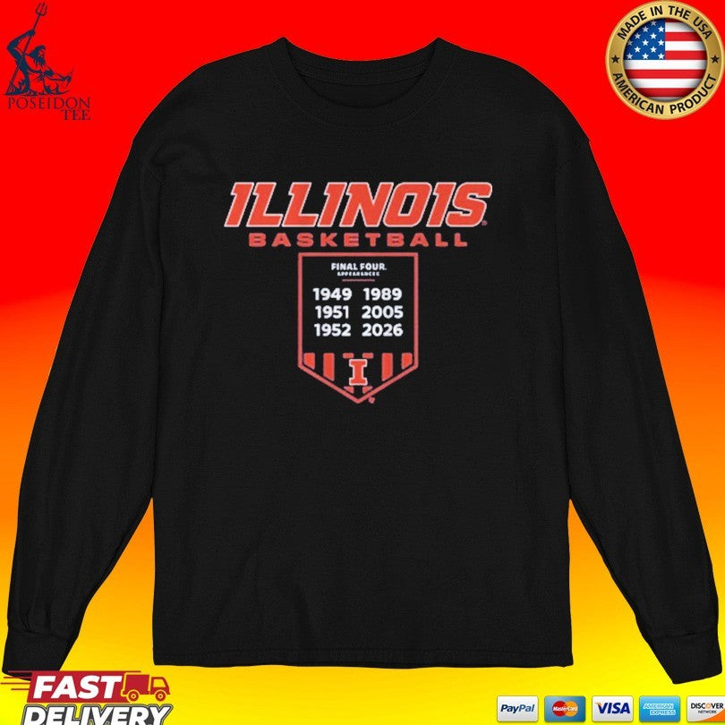 Illinois Basketball Final Fours Banner T-shirt