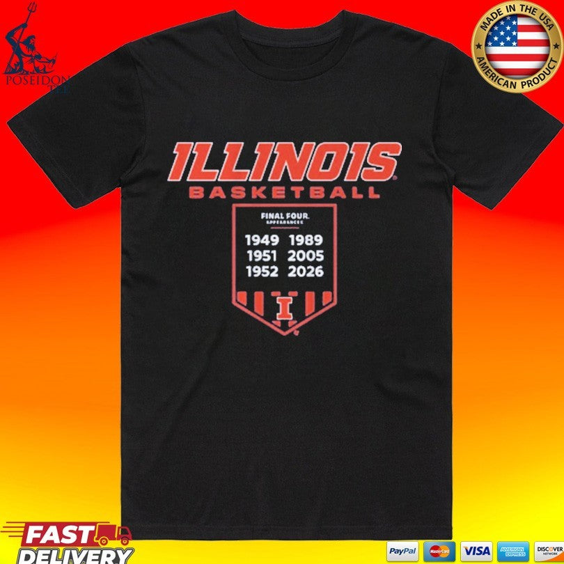 Illinois Basketball Final Fours Banner T-shirt