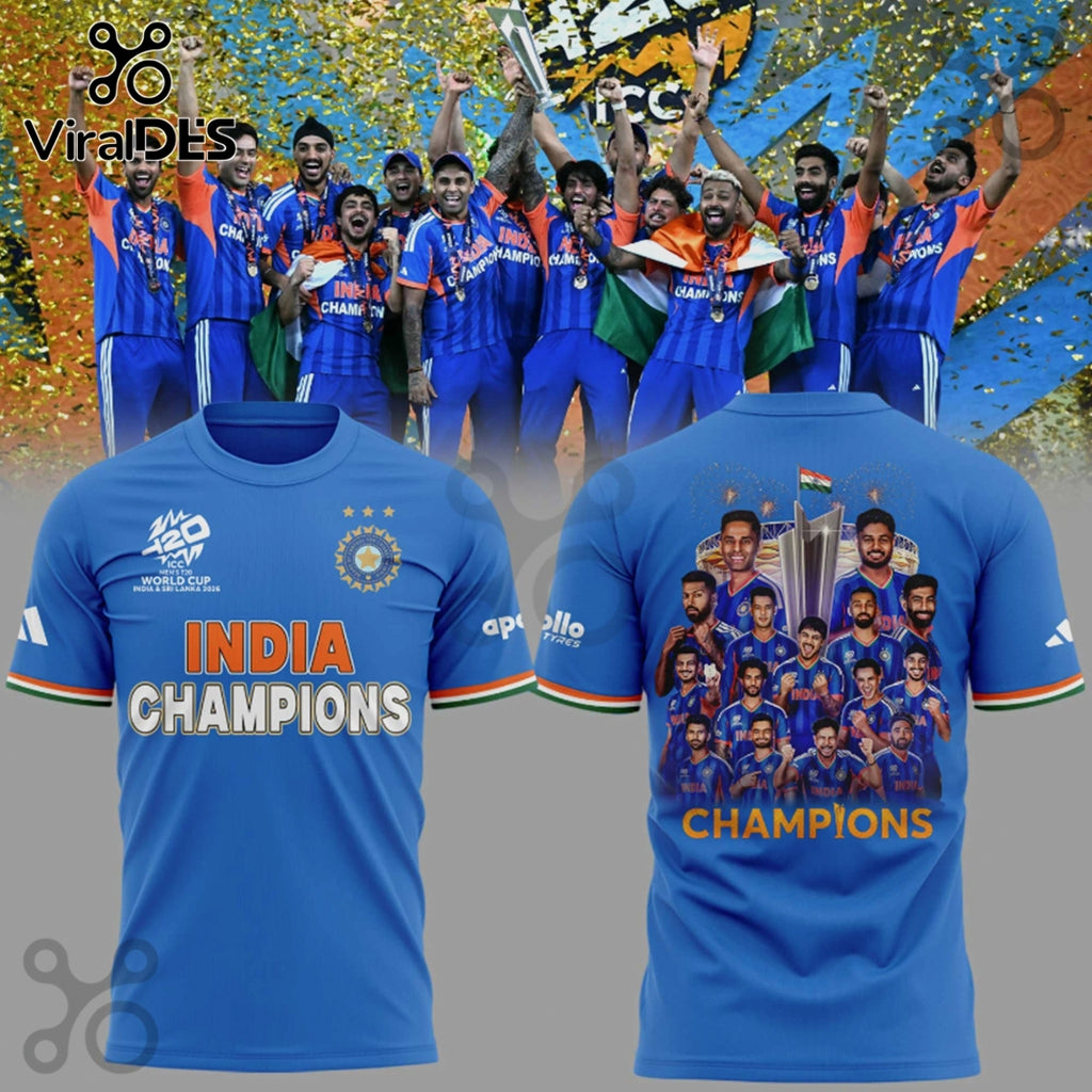 India Cricket Champions T20 World Cup 2026 Commemorative Fan Shirt