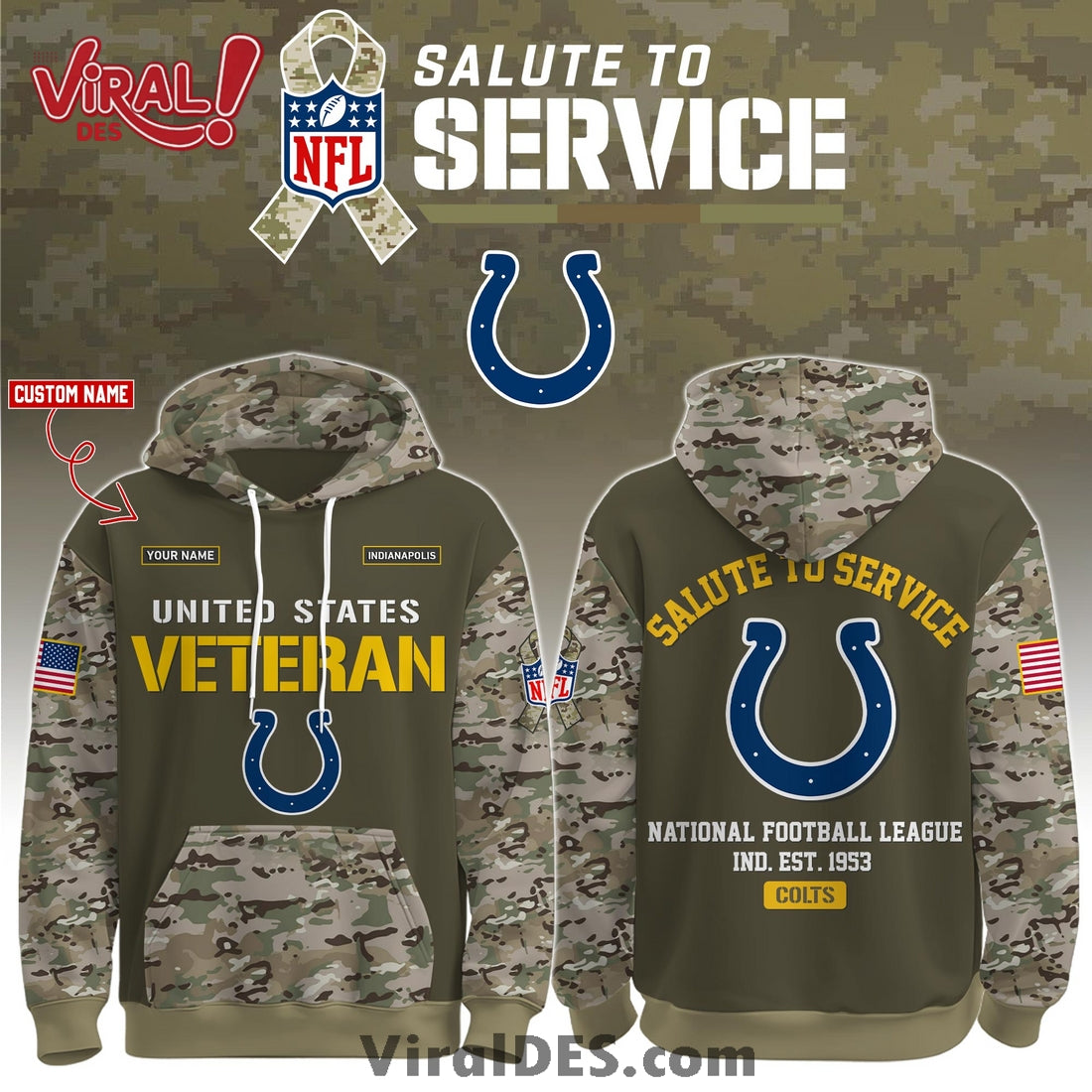 Indianapolis Colts 2025 Salute to Service Hoodie, Long Pants