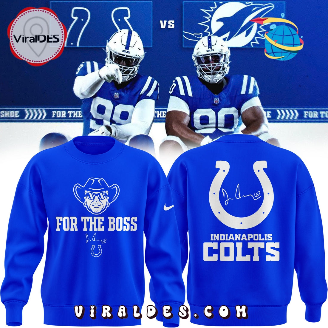 Indianapolis Colts For the Boss Blue Hoodie 2025