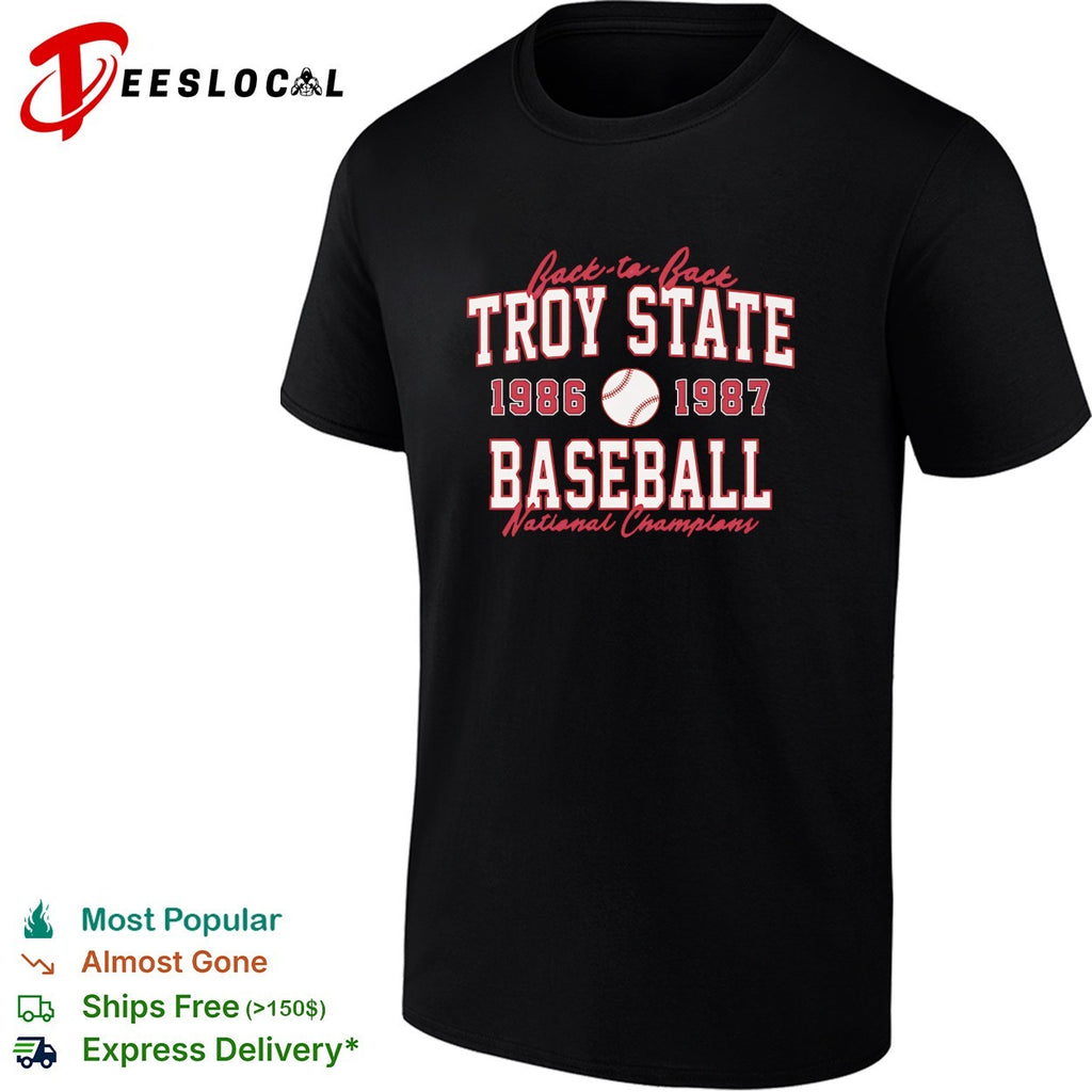 Troy State baseball back-to-back national champions 1986 1987 shirt