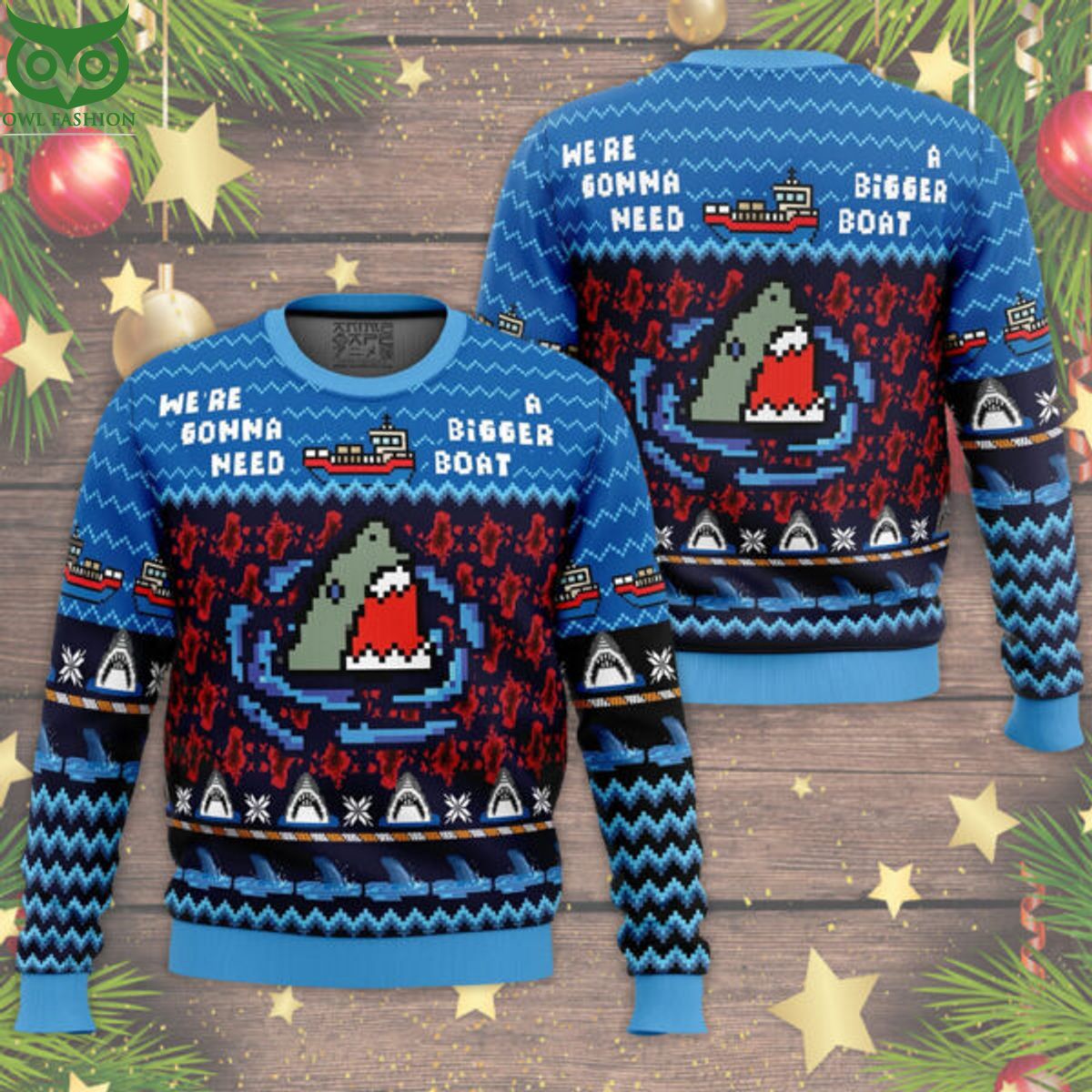 Jaws Horror Movie Need A Bigger Boat Ugly Christmas Sweater