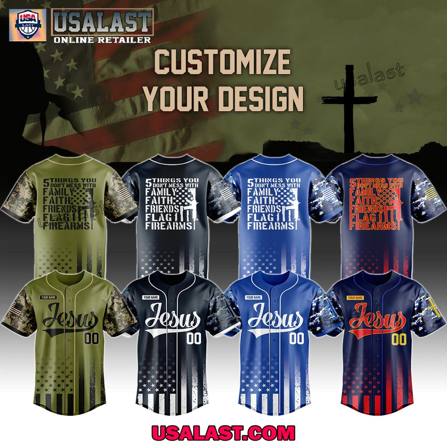 Jesus 5 Things You Don’t Mess With Baseball Jersey Shirt