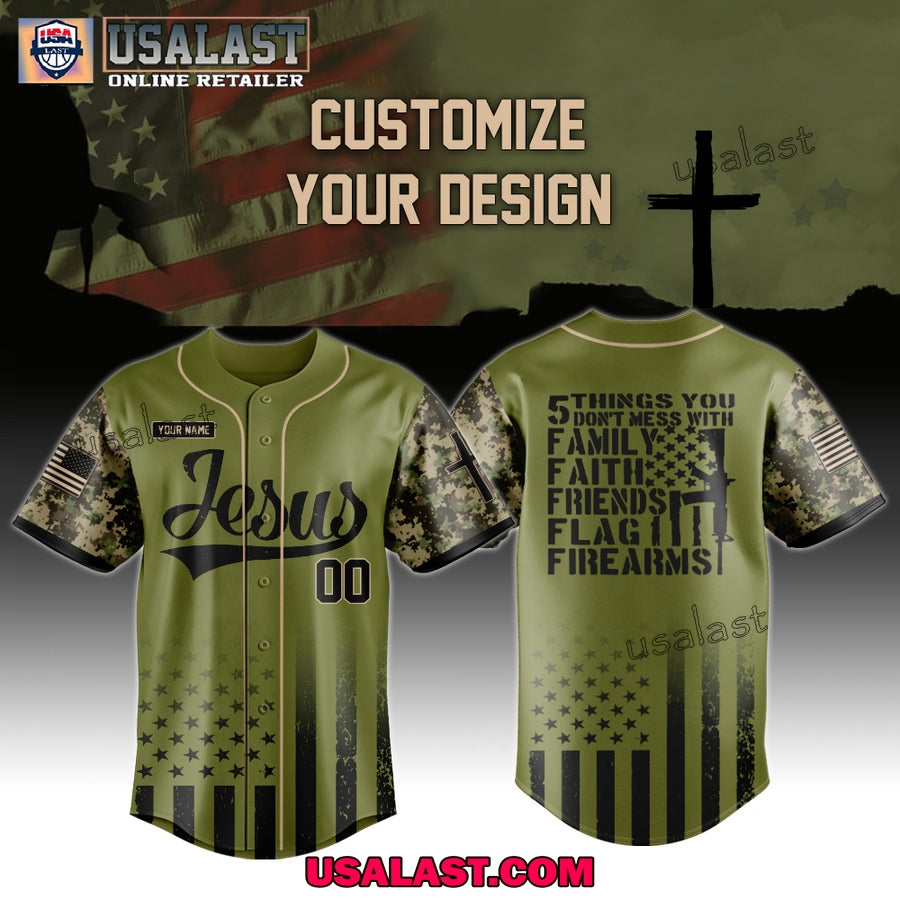 Jesus 5 Things You Don’t Mess With Baseball Jersey Shirt