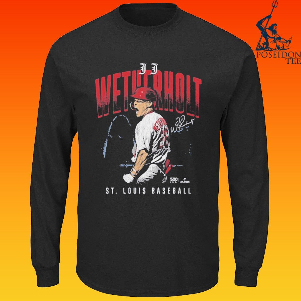 Jj Wetherholt Player St. Louis Cardinals Baseball Signature Skyline City T-shirt