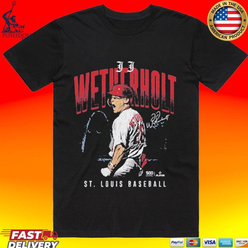 Jj Wetherholt Player St. Louis Cardinals Baseball Signature Skyline City T-shirt