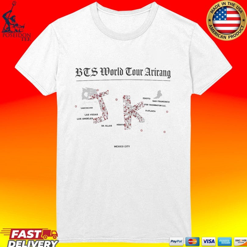 Jungkook BTS World Tour Arirang Jk 2026 In Stanford T-shirt