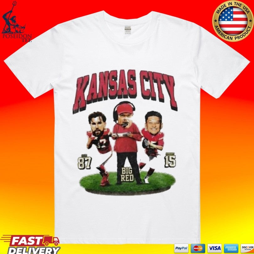 Kansas City Big Head Mahomes Travis Kelce and Andy Reid T-shirt