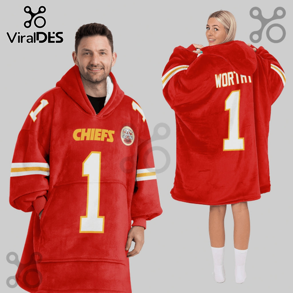 Kansas City Chiefs 1 Player Snuggle Hoodie Blanket
