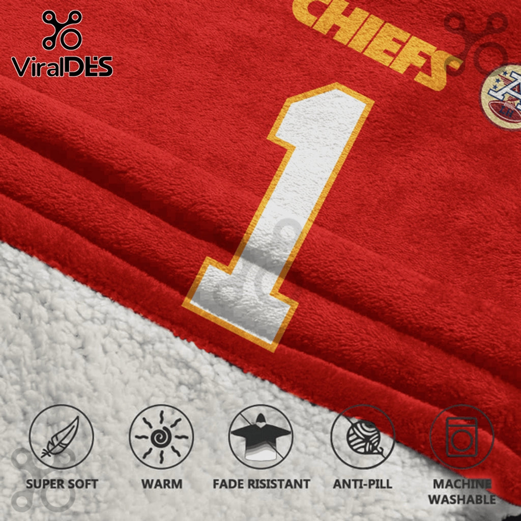 Kansas City Chiefs 1 Player Snuggle Hoodie Blanket