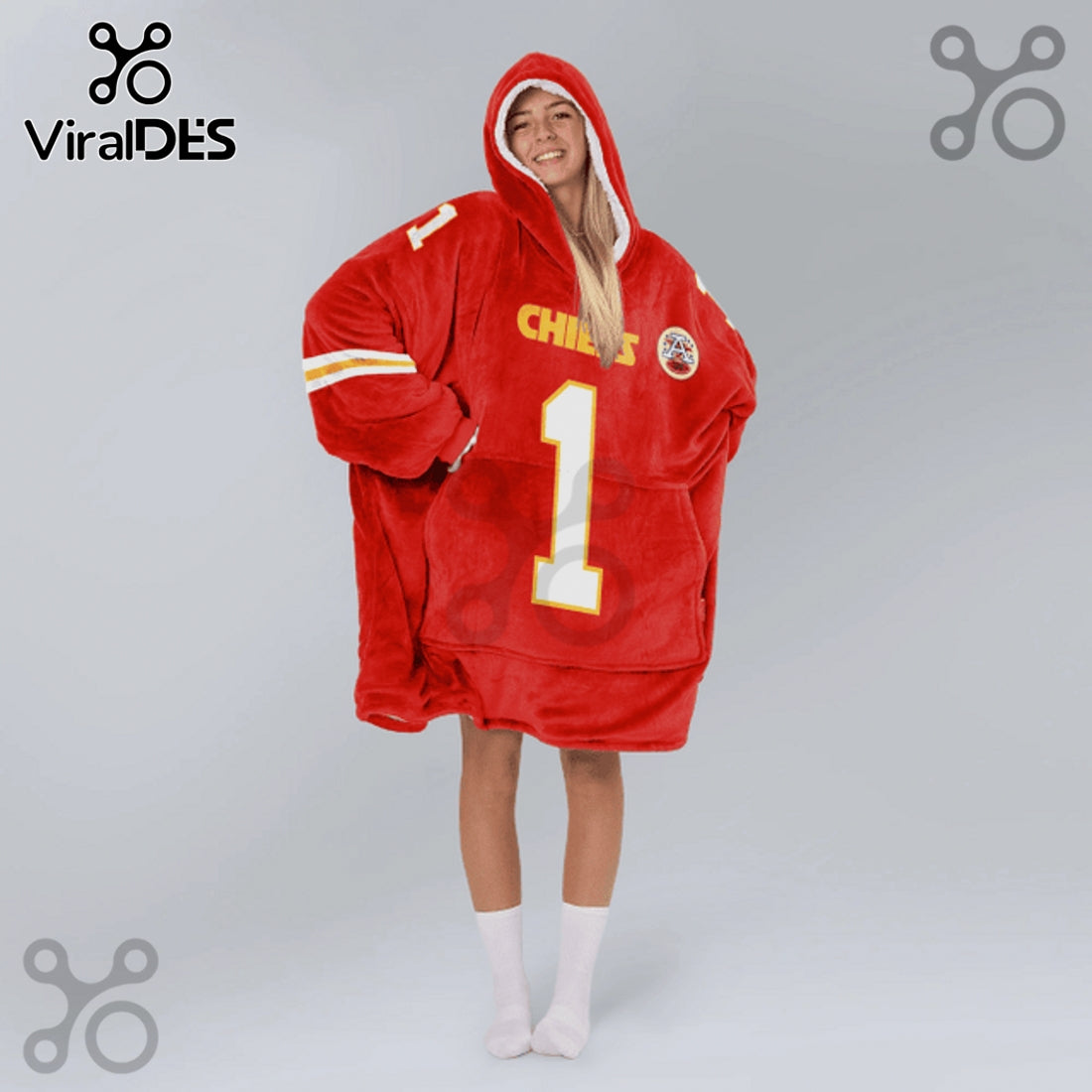 Kansas City Chiefs 1 Player Snuggle Hoodie Blanket