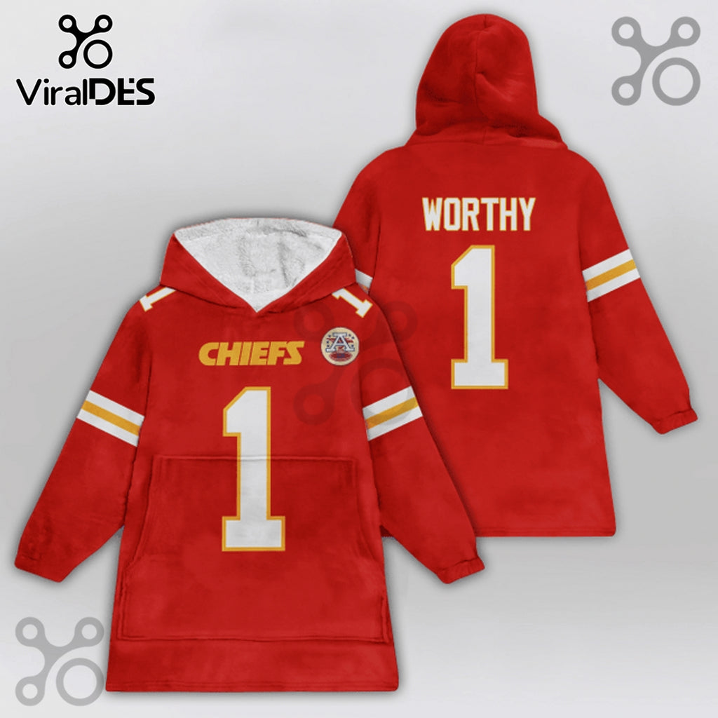 Kansas City Chiefs 1 Player Snuggle Hoodie Blanket