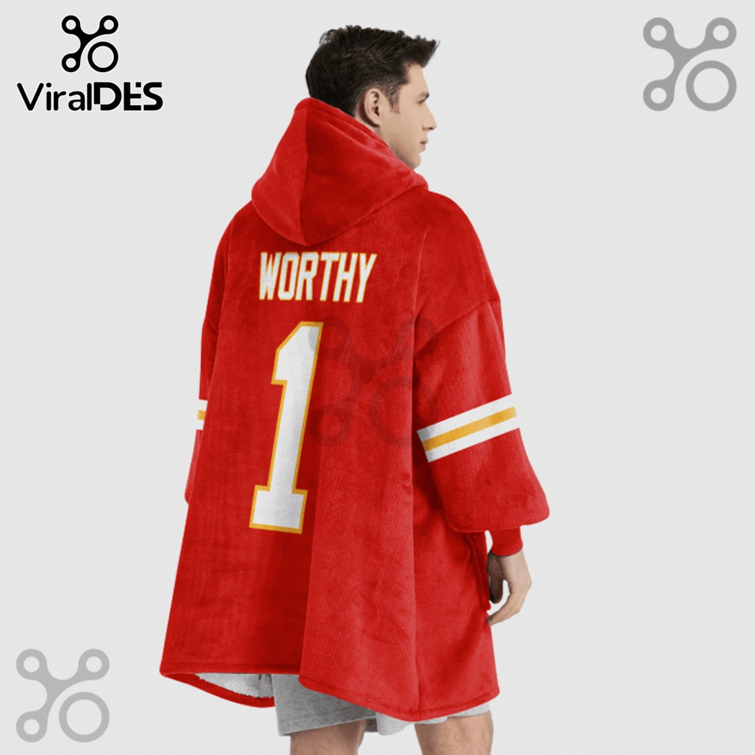 Kansas City Chiefs 1 Player Snuggle Hoodie Blanket