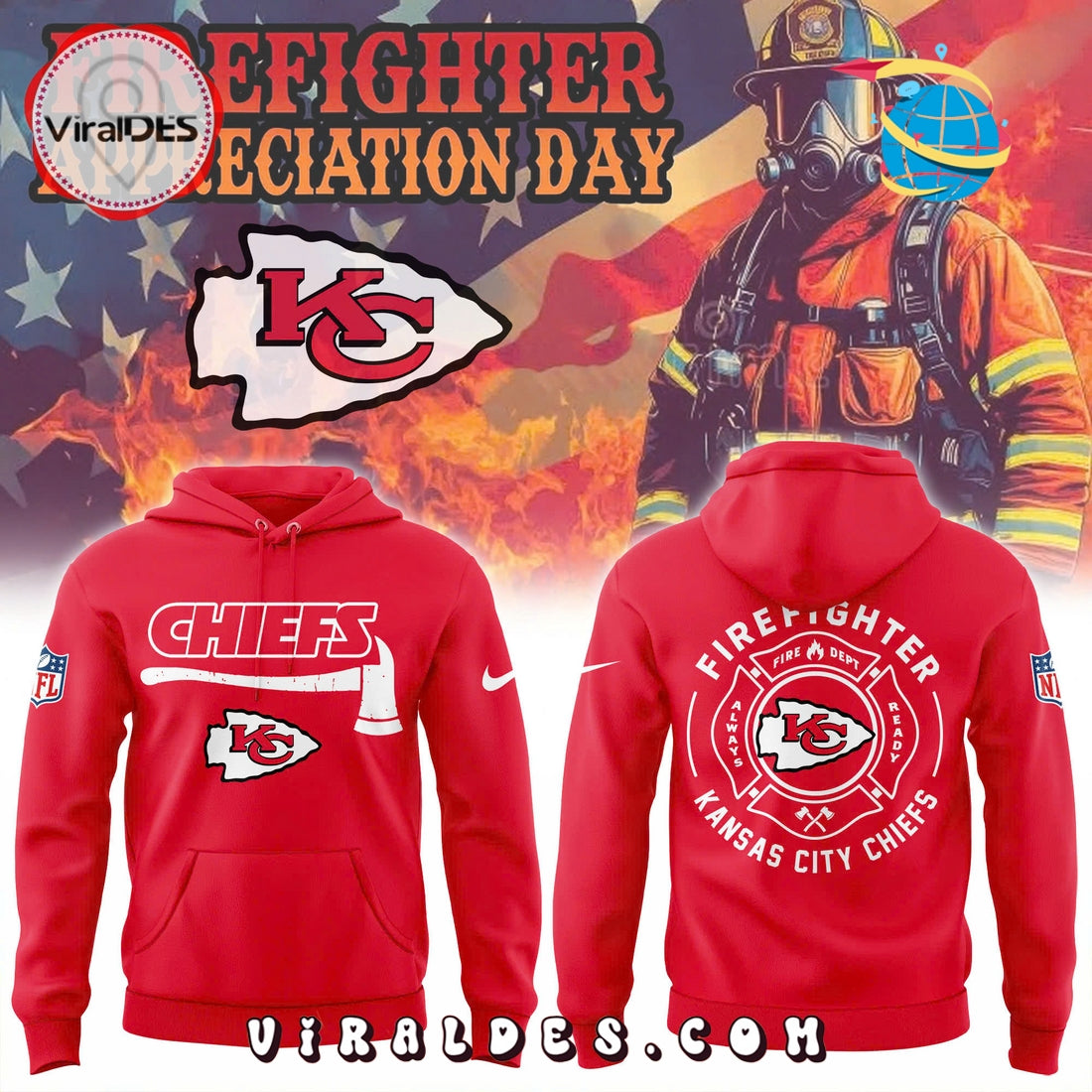 Kansas City Chiefs Firefighter Application 2025 Hoodie, Long Pants