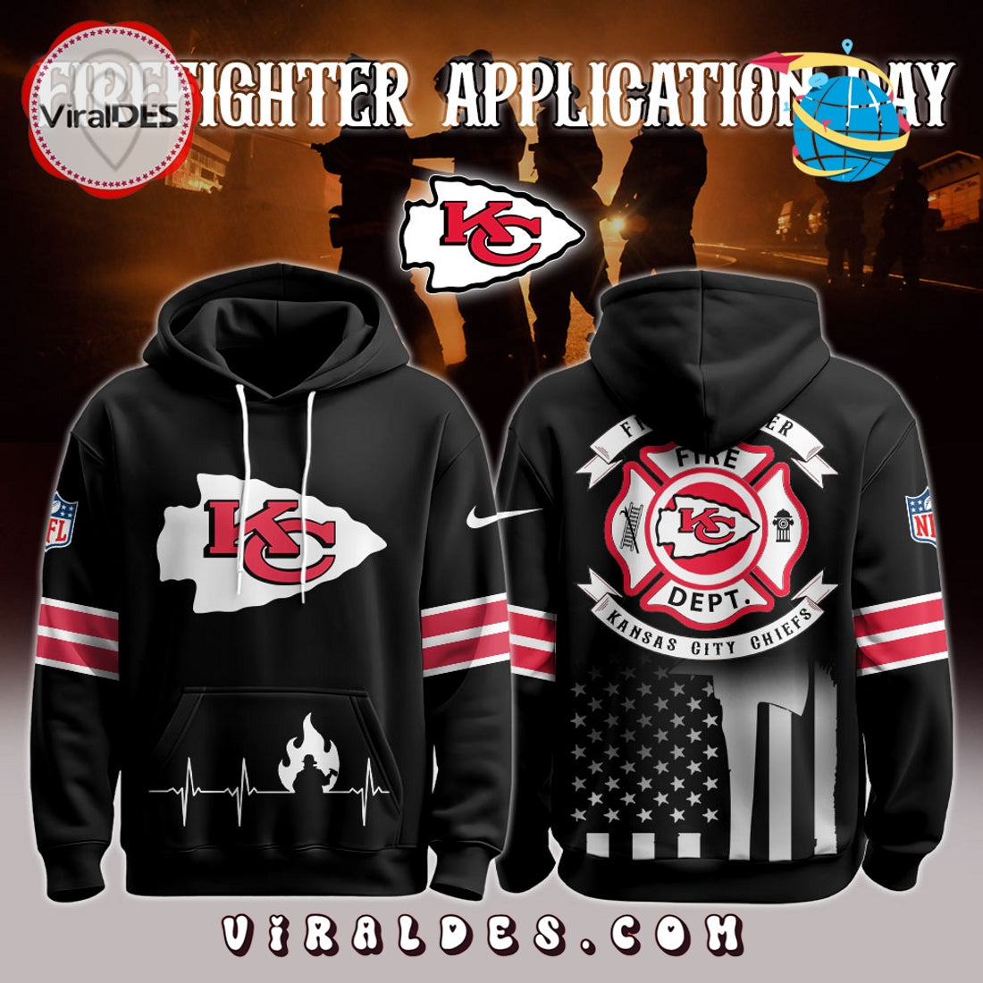 Kansas City Chiefs x Firefighter Appreciation Night Game Hoodie 2025