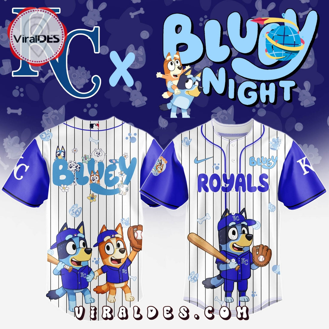 Kansas City Royals MLB Bluey And Bingo 2025 Baseball Jersey