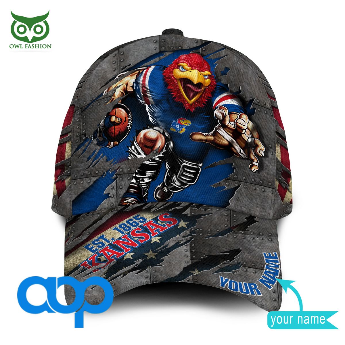 Kansas Jayhawks New 2023 Personalized NCAA Printed Cap
