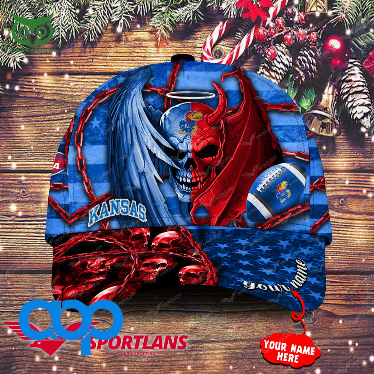 Kansas Jayhawks Trend 2023 NCAA Skull Personalized Printed Cap