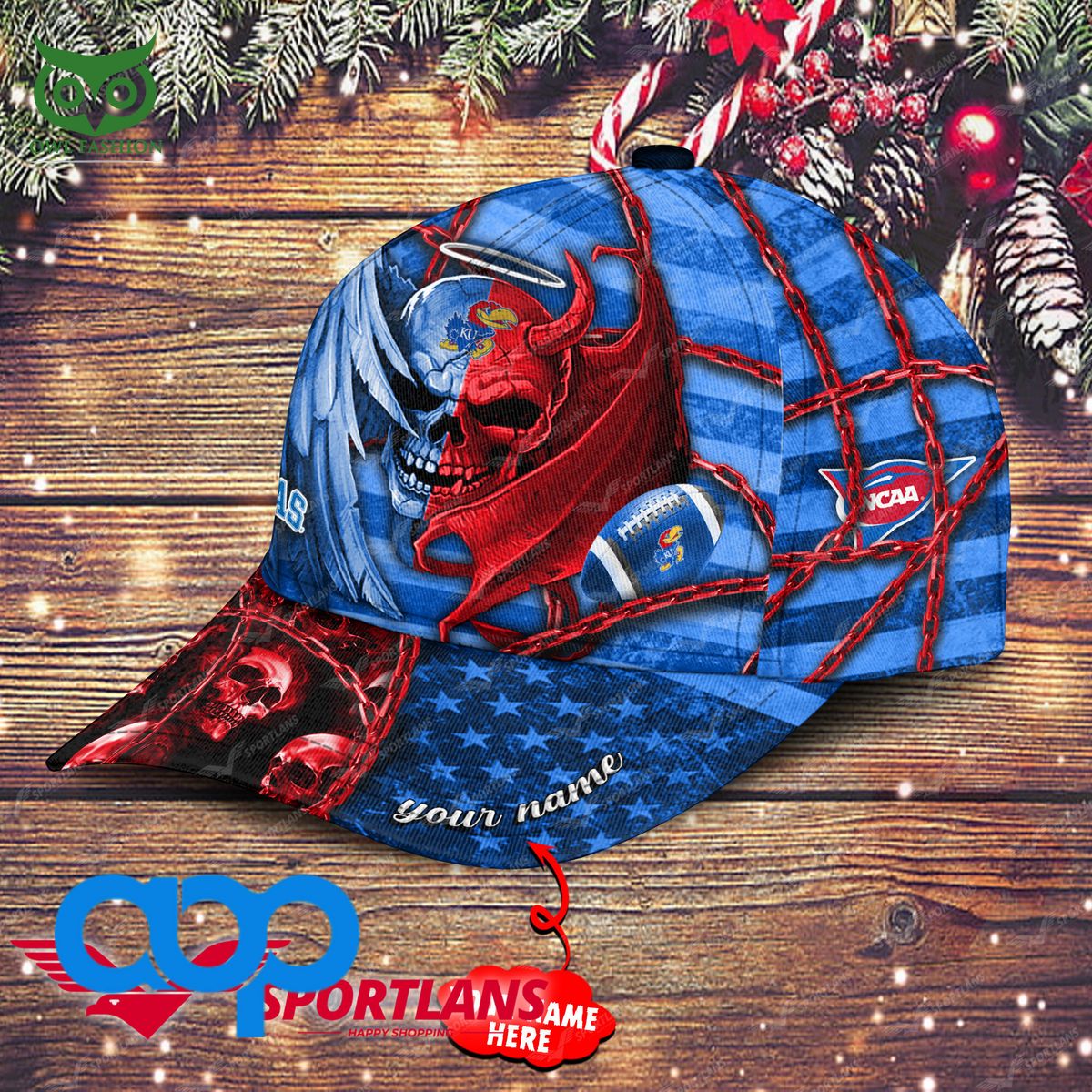 Kansas Jayhawks Trend 2023 NCAA Skull Personalized Printed Cap