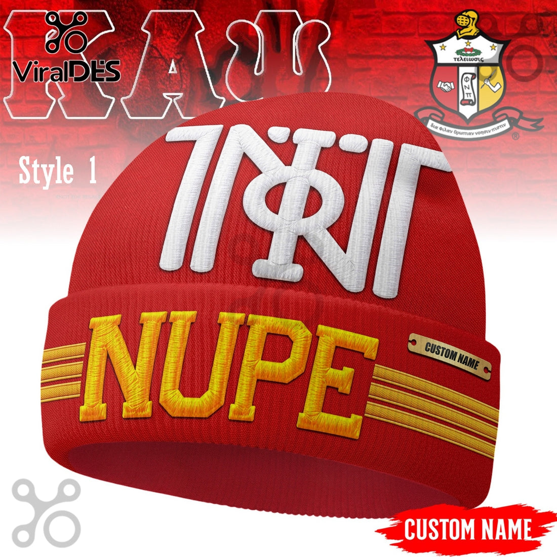 Kappa Alpha Psi Custom Name Beanie Hat