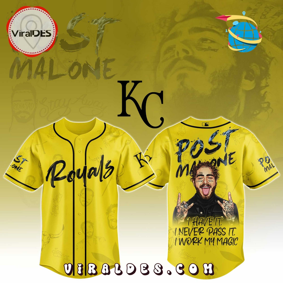 KC Royals x Post Malone Tour 2025 Baseball Jersey