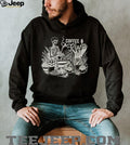 Coffee and Plants Skeleton Gardener Aesthetic Oversized T Shirt