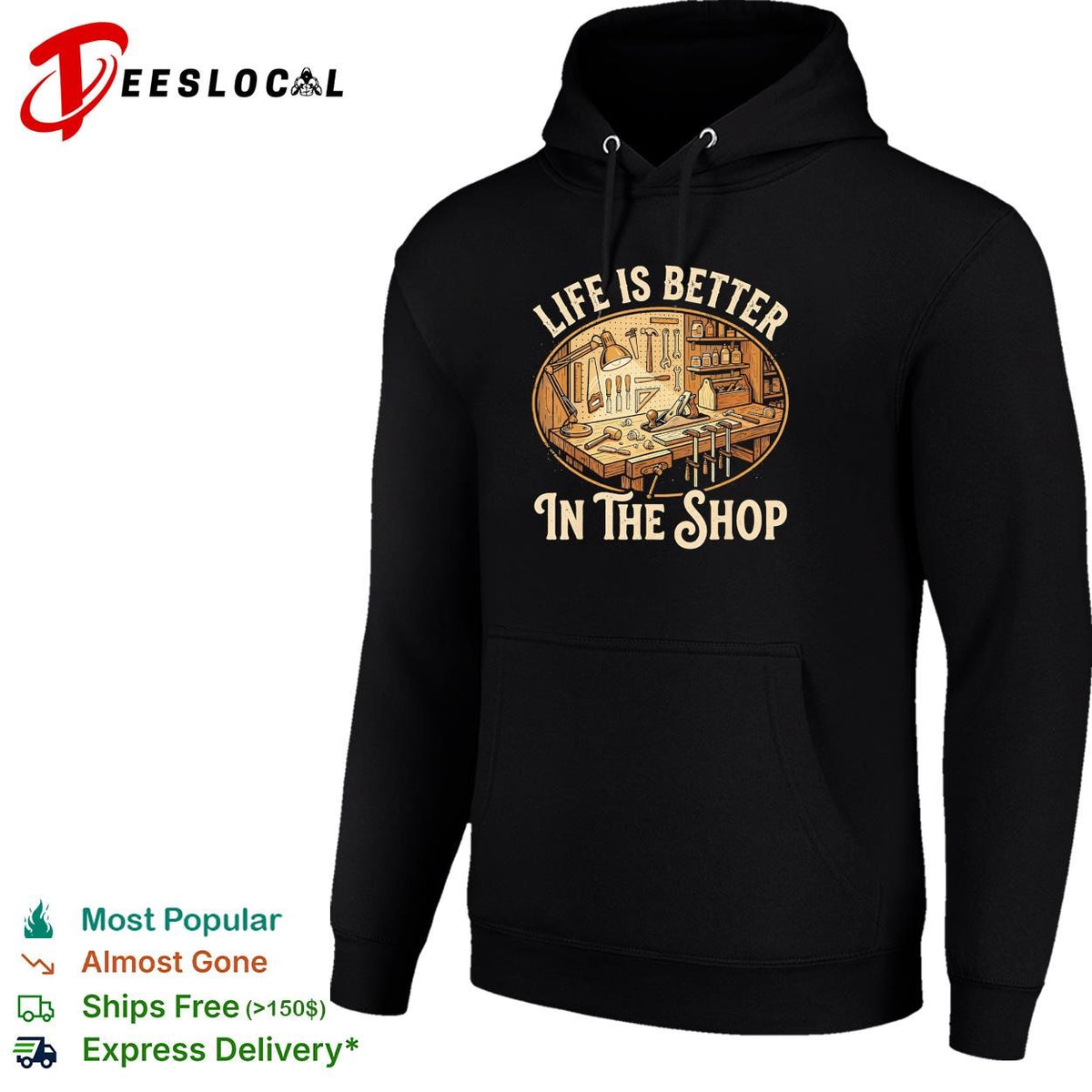 Life is better in the shop workbench tools graphic shirt