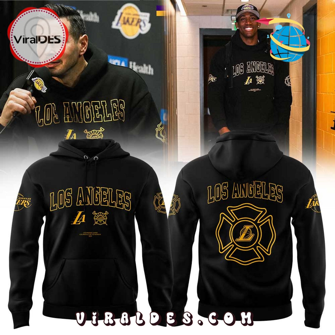 LAFD x Los Angeles Lakers Black Hoodie