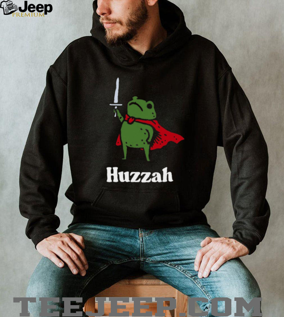 “Huzzah” Brave Knight Frog with Sword & Cape Funny T Shirt